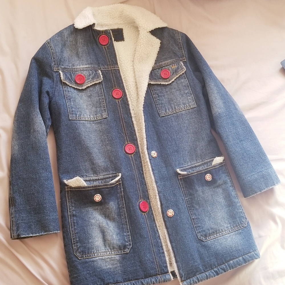 Marc Jacobs Shearling Lined Long Denim Jacket
